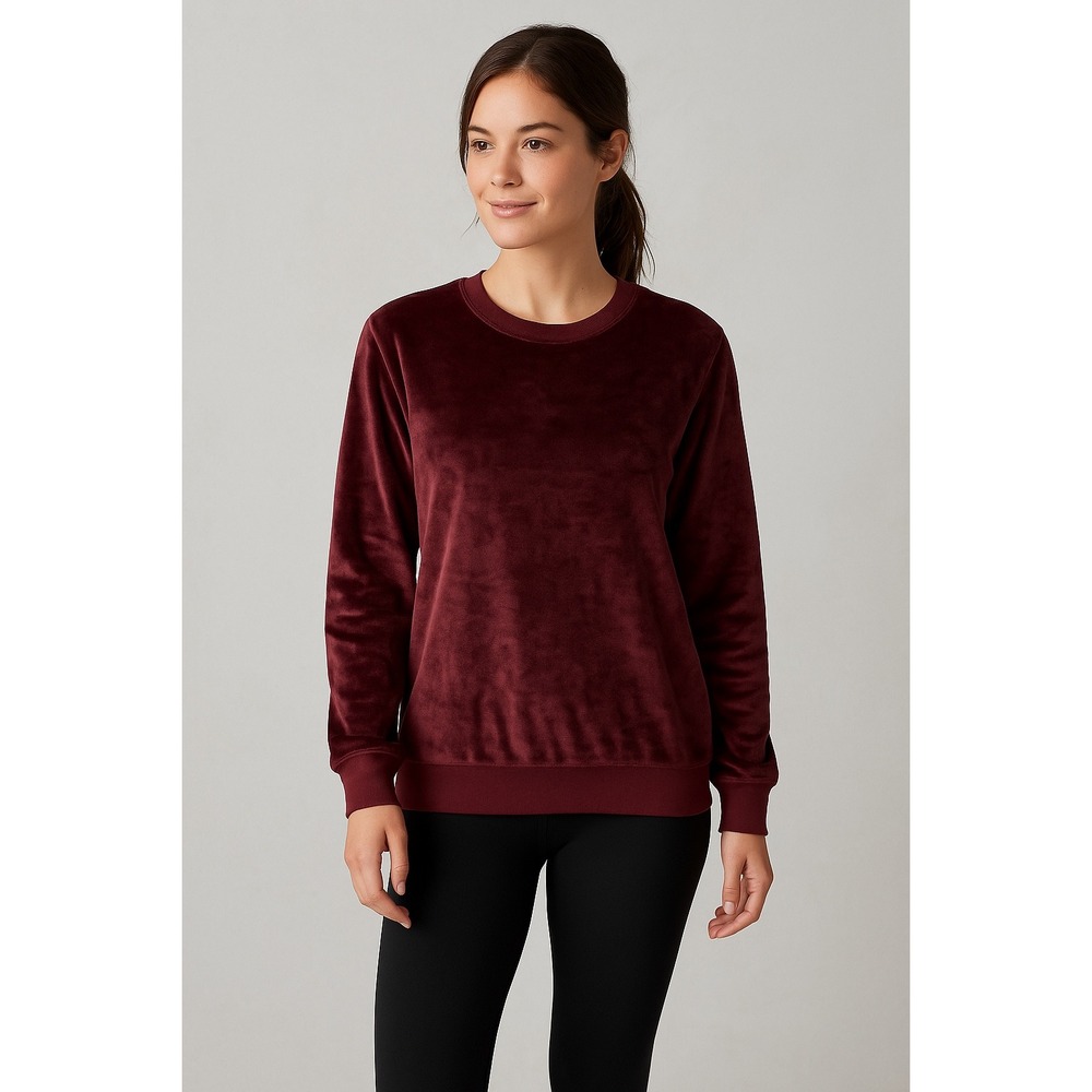 Gaiam Velour Pullover Sweatshirt Women's M‎ Burgundy Long Sleeve NWT